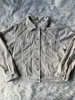 J. Jill Light Tan Corduroy Button-Up Jacket